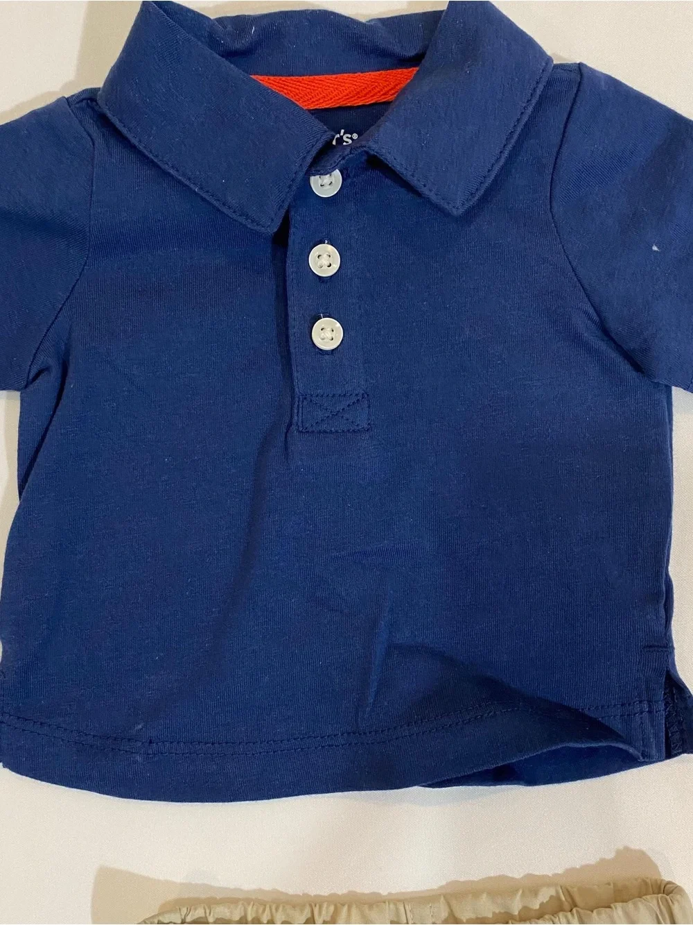 Carter's Navy Polo, Striped Boat Tee & Khaki Shorts Set